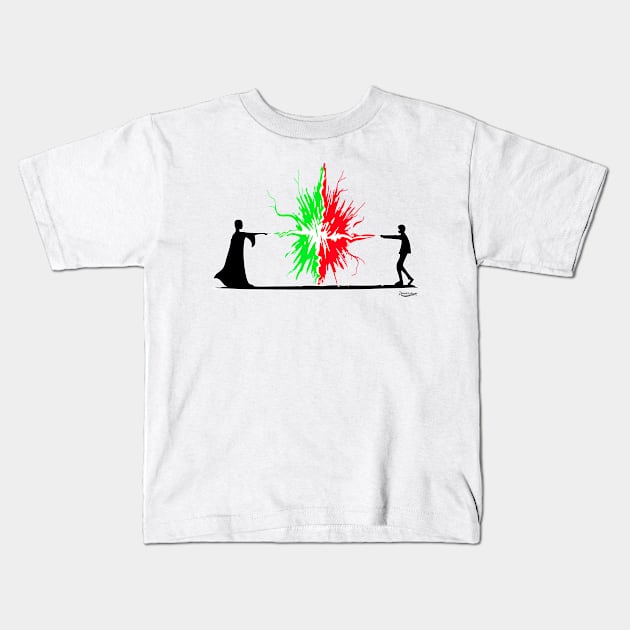 Young wizard vs. The dark wizard who must not be named Kids T-Shirt by Robertilustrado